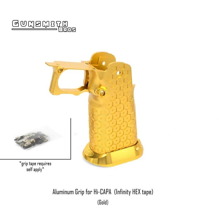 Gunsmith Bros Aluminum Grip for Hi-CAPA  (Infinity HEX tape)