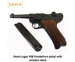 DENIX Luger P08 Parabellum pistol with wooden stock