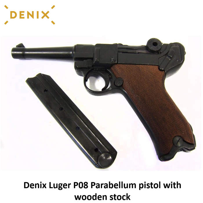 DENIX Luger P08 Parabellum pistol with wooden stock