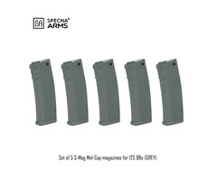 Specna Arms Set of 5 S-Mag Mid-Cap magazines for 125 BBs (GREY)