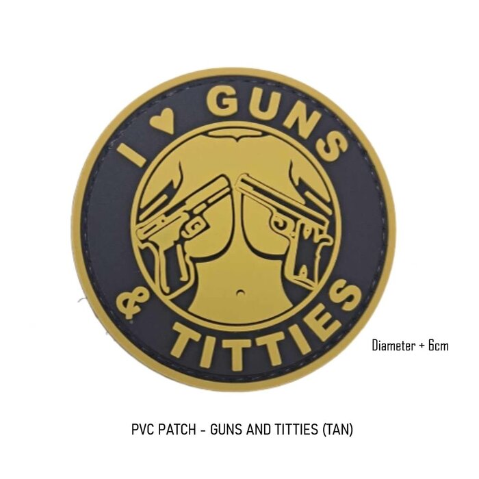 PVC Patch - Guns and Titties (TAN)