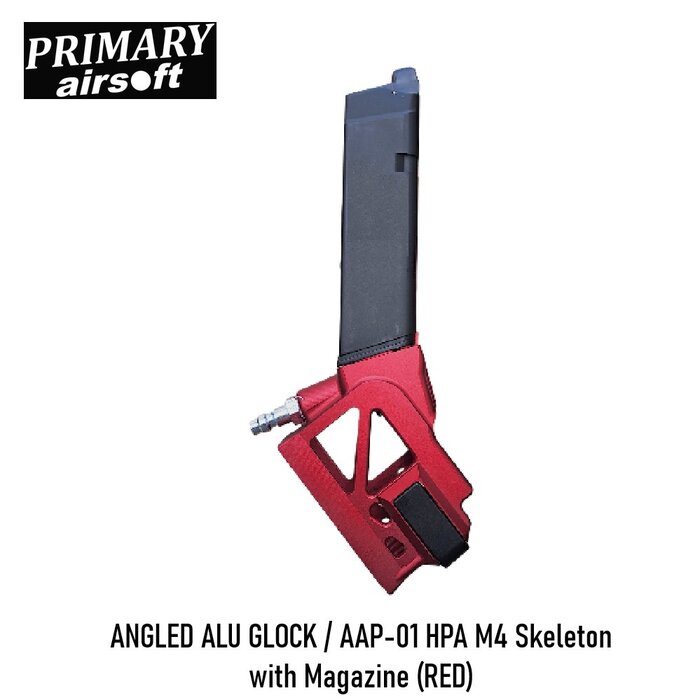 Primary Airsoft ANGLED ALU GLOCK / AAP-01 HPA M4 Skeleton with Magazine (RED)
