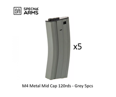 Specna Arms M4 Metal Mid Cap 120rds - Grey 5pcs