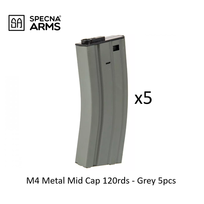 Specna Arms M4 Metal Mid Cap 120rds - Grey 5pcs