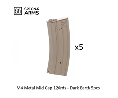 Specna Arms M4 Metal Mid Cap 120rds - Dark Earth 5pcs