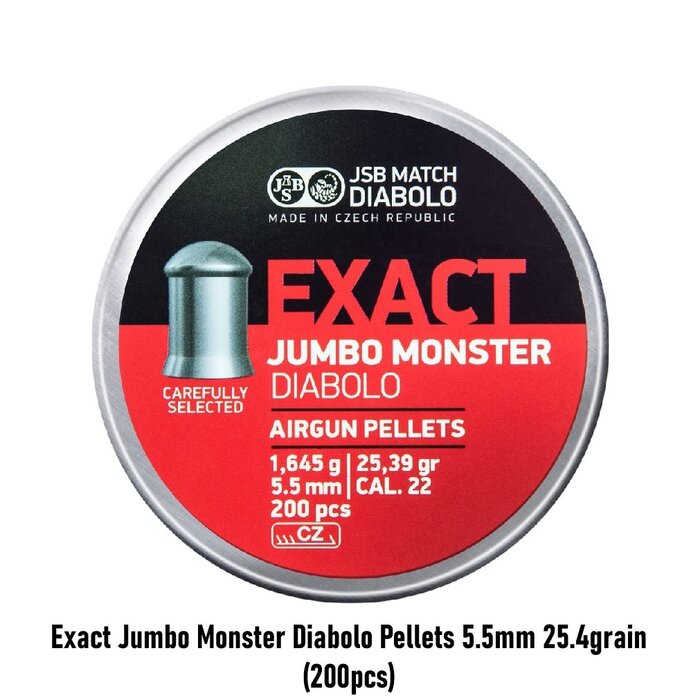 JSB Exact Jumbo Monster Diabolo Pellets 5.5mm 25.39grain (200pcs)