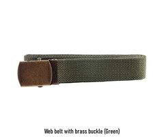 Web belt with brass buckle (Green)