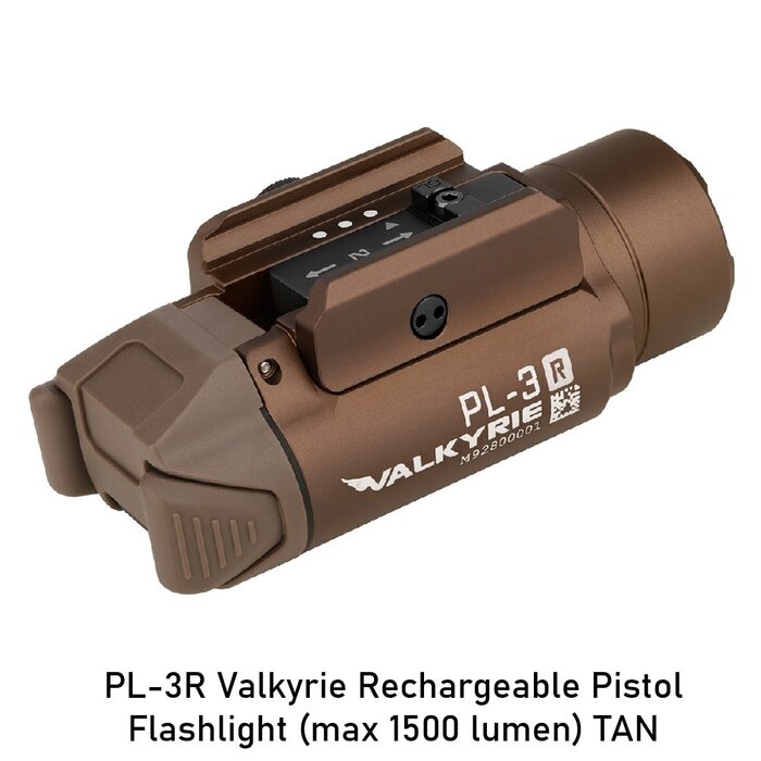 Olight PL-3R Valkyrie Rechargeable Pistol Flashlight (max 1500 lumen) TAN