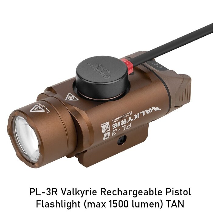 Olight PL-3R Valkyrie Rechargeable Pistol Flashlight (max 1500 lumen) TAN