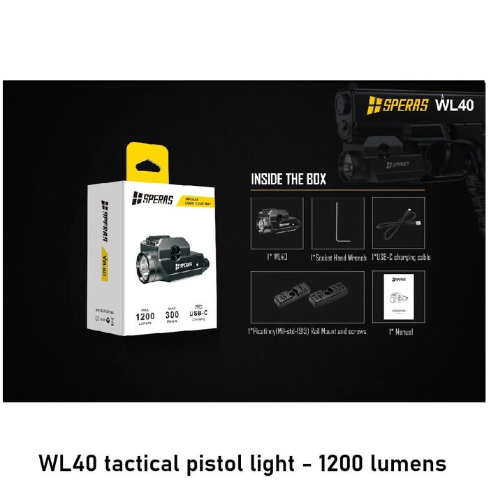 SPERAS WL40 tactical pistol light - 1200 lumens