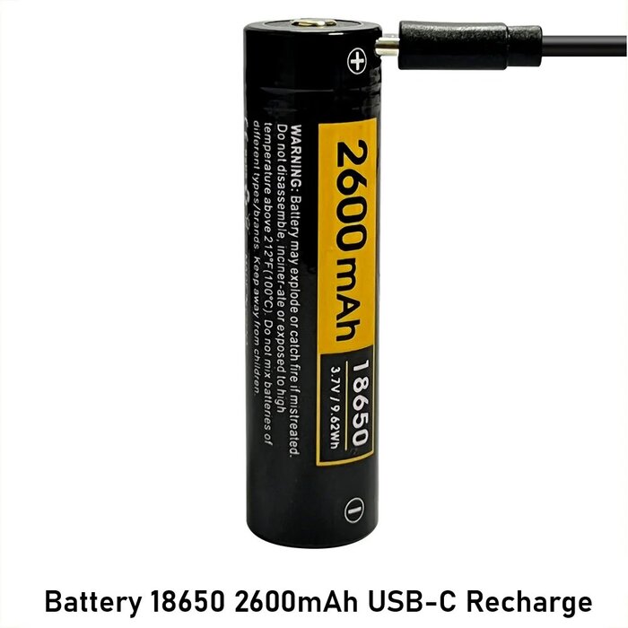 SPERAS Battery 18650 3.7V 2600mAh USB-C Recharge