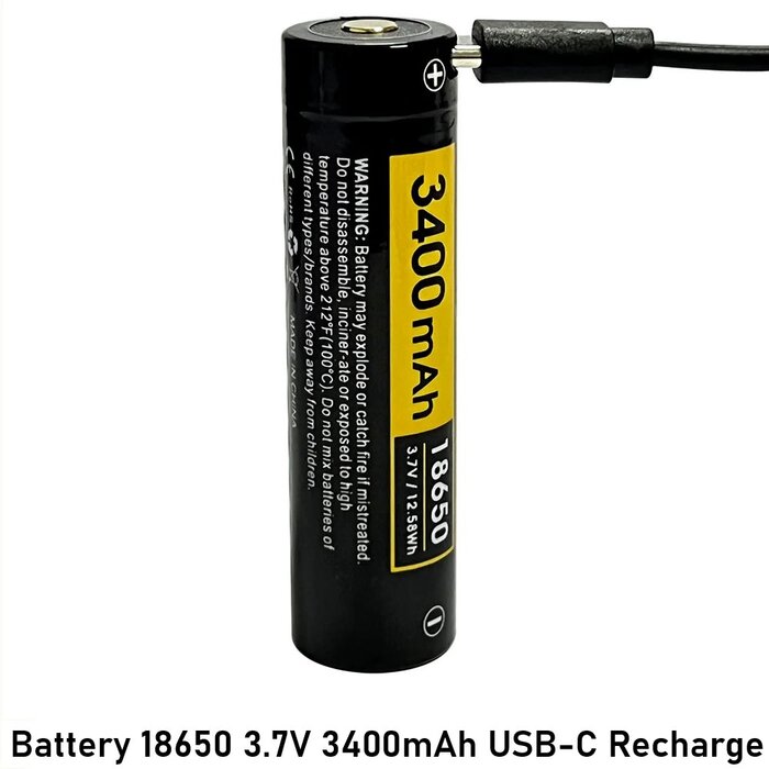SPERAS Battery 18650 3.7V 3400mAh USB-C Recharge
