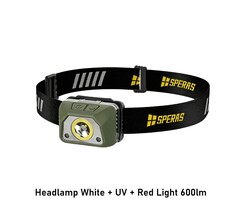 SPERAS Headlamp White + UV + Red Light 600lm