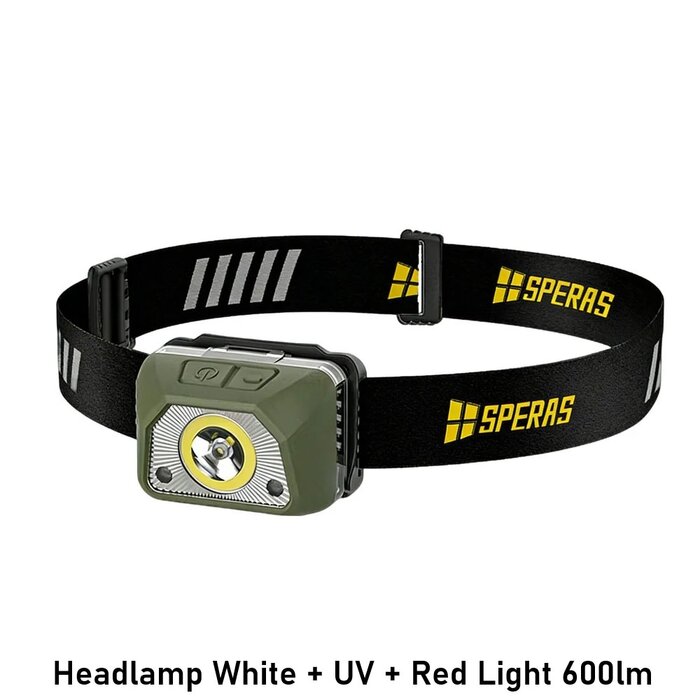 SPERAS Headlamp White + UV + Red Light 600lm
