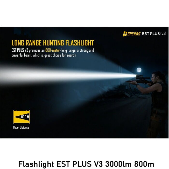 SPERAS Flashlight EST PLUS V3 3000lm 800m