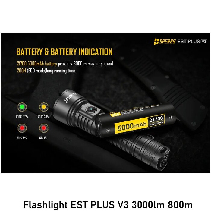 SPERAS Flashlight EST PLUS V3 3000lm 800m