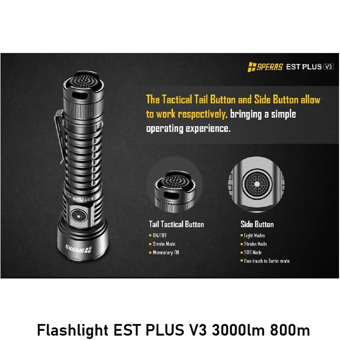SPERAS Flashlight EST PLUS V3 3000lm 800m