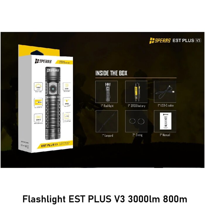 SPERAS Flashlight EST PLUS V3 3000lm 800m