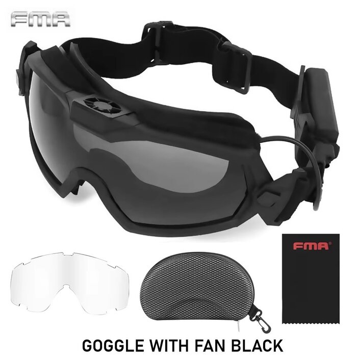 FMA GOGGLE WITH FAN BLACK