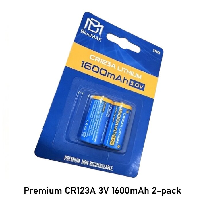 BLUEMAX Premium CR123A 3V 1600mAh 2-pack