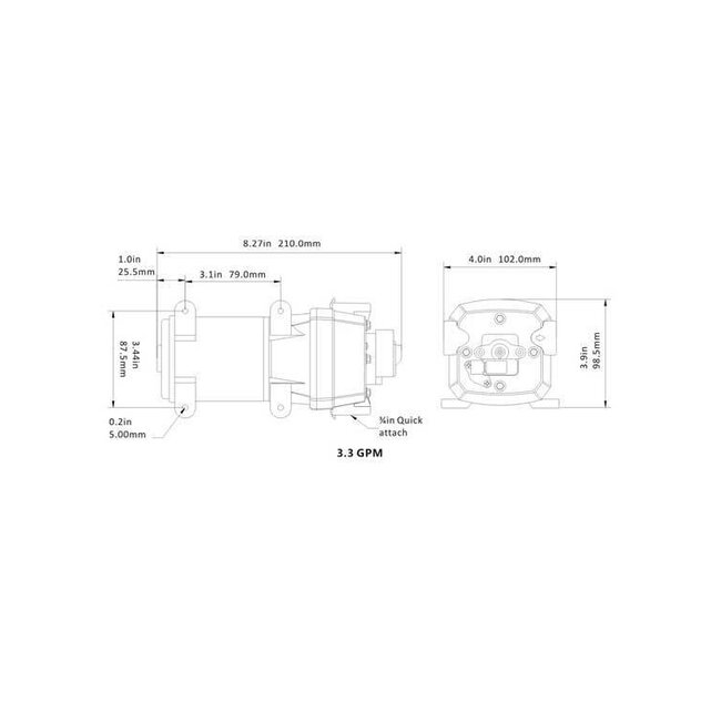 Sea Flo Diafragma pomp 10 l/m, 12v.