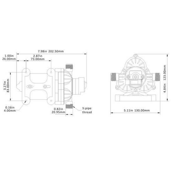 Sea Flo Diafragma pomp 13,2 l/m, 12v.