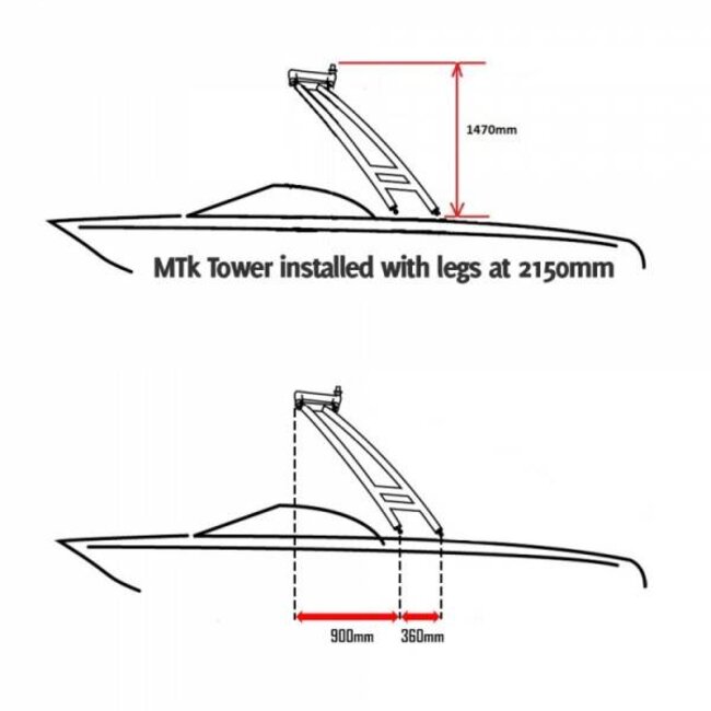 Monster Tower MTK XL Black Forward Facing Wakeboard Tower