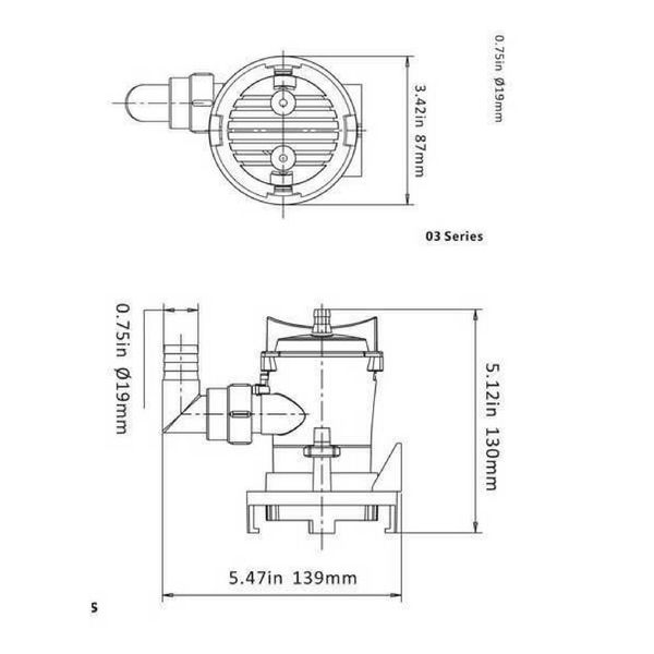 Sea Flo Lenspomp 350 GPH, 12v (1.325 ltr/uur)