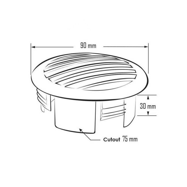 RVS Ventilatierooster -  Ø 90 mm