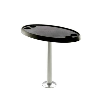 Ovaal Boottafelblad 76 x 47 cm | Zwart | UV- en Weerbestendig | 4 Bekerhouders