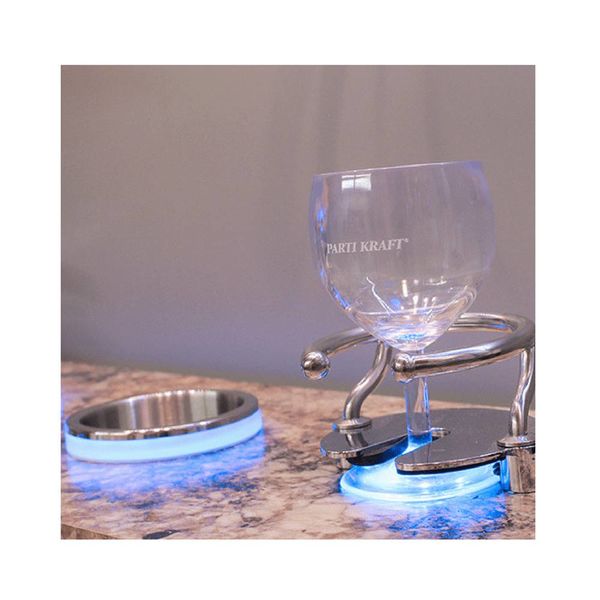 RVS Drinkbekerhouder - LED ring - Blauw - Extern