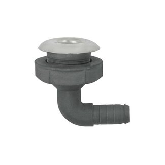 Marinetech PVC Haakse Huiddoorvoer RVS flens, 19mm