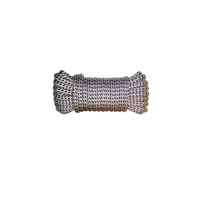 Landvast, Dubbel gevlochten polyester 12 mm. * 12 mtr. Zwart/Wit