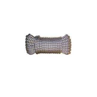 Landvast, Dubbel gevlochten polyester 12 mm. * 8 mtr. Zwart/Wit