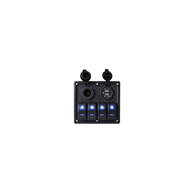 Schakelpaneel 12V/24V LED met 12V en dubbele USB aansluiting