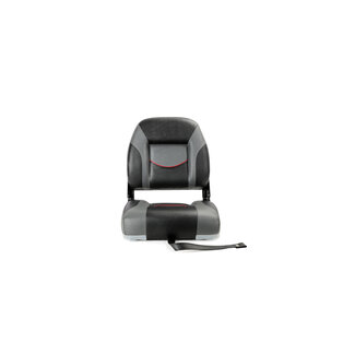 Low Back Folding Bootstoel | Zwart/Antraciet met Rode Bies | Compact & Duurzaam