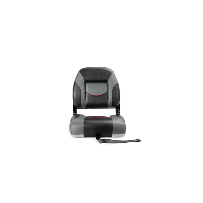 Low Back Folding Bootstoel | Zwart/Antraciet met Rode Bies | Compact & Duurzaam