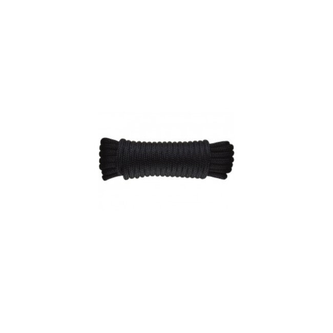 Landvast, Dubbel gevlochten polyester 14 mm. - 10 mtr. Zwart
