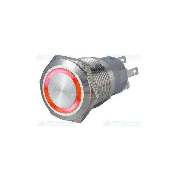 RVS led drukschakelaar 24V Rood on-off