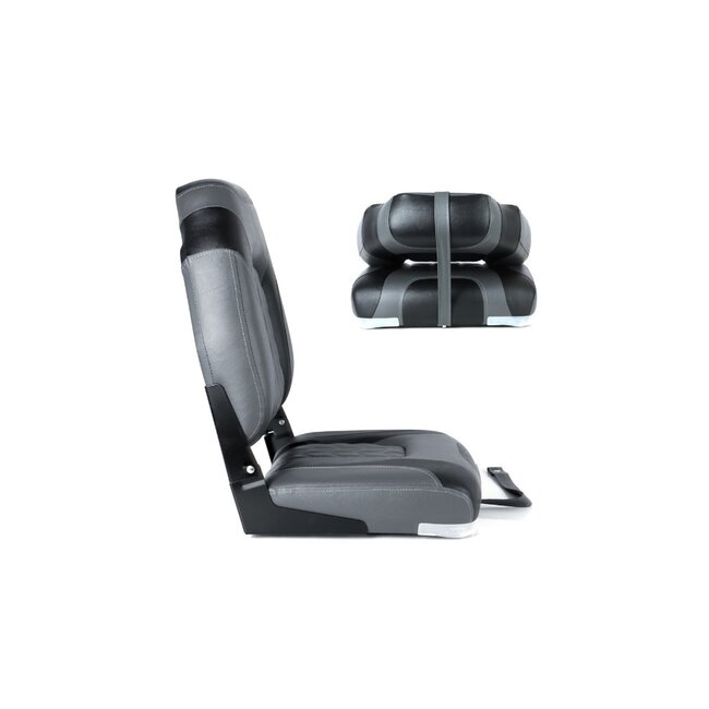 TM High Back Folding Bootstoel | Zwart/Steenkool Grijs met Motief | Opklapbaar & Duurzaam