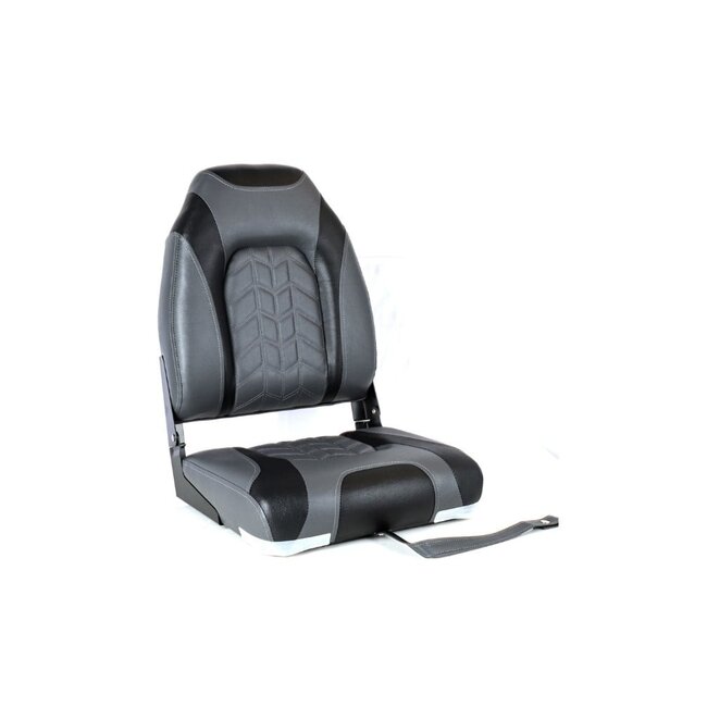 TM High Back Folding Bootstoel | Zwart/Steenkool Grijs met Motief | Opklapbaar & Duurzaam