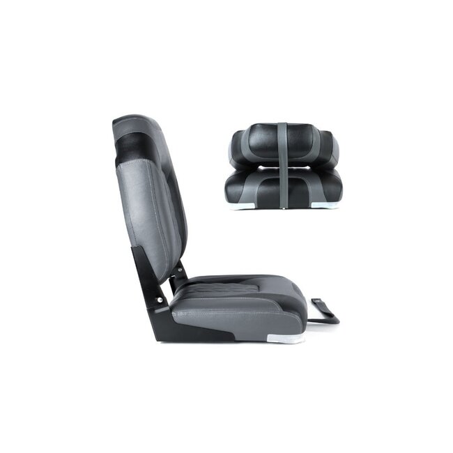 TM High Back Folding Bootstoel | Zwart/Steenkool Grijs met Motief | Opklapbaar & Duurzaam