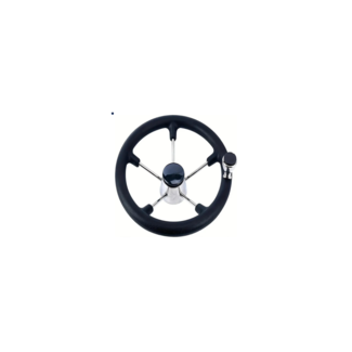 TM Stuurwiel RVS Zwart Foam en Knop 40CM