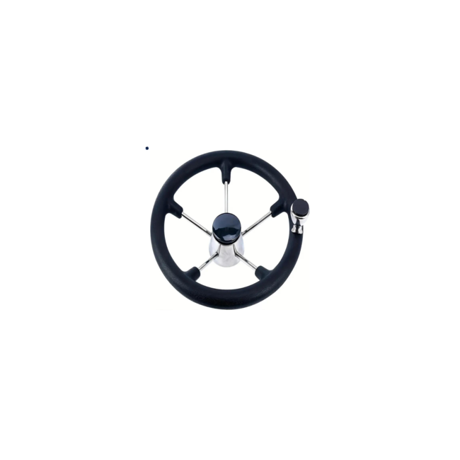 TM Stuurwiel RVS Zwart Foam en Knop 40CM