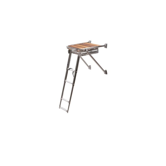 Teak Platform met Zwemtrap 3 Tredes | RVS 316