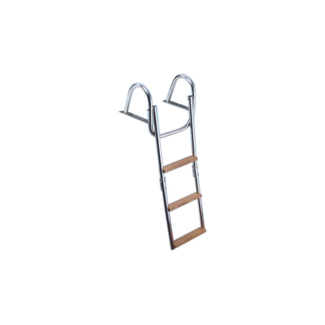 Zwemtrap 3+1 Ovale Treden met Teakhout | RVS 316