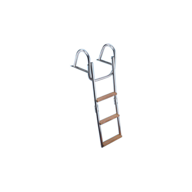 Zwemtrap 3+1 Ovale Treden met Teakhout | RVS 316