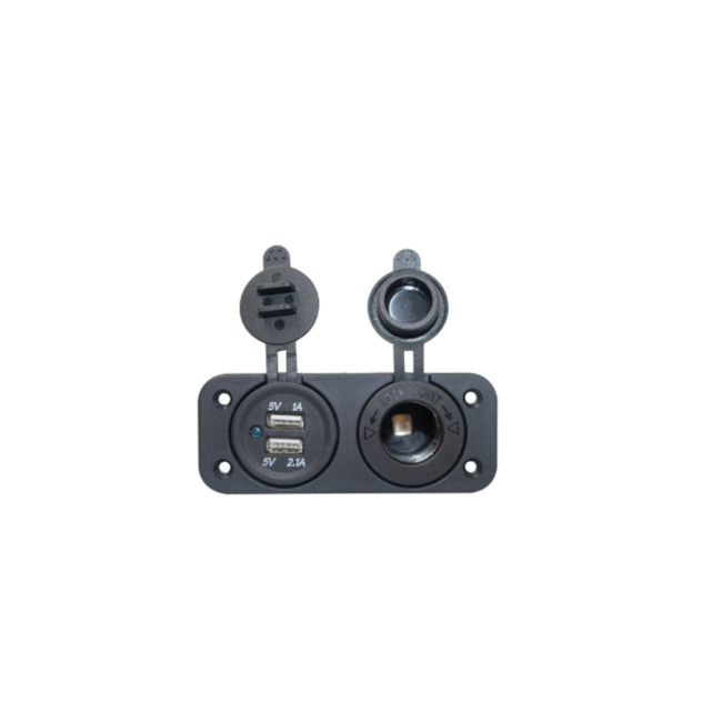 Dubbele USB + 12V paneel