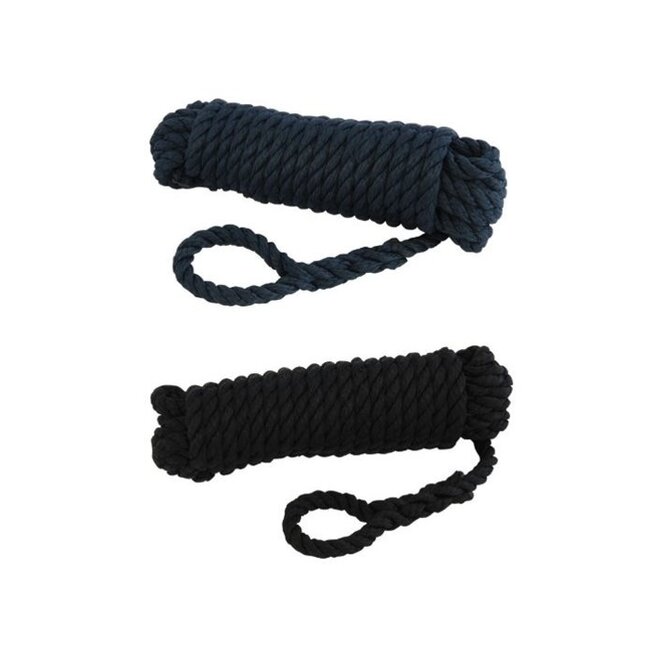 Fenderlijn. 3 strengs PPM met gespleten oog. 8 mm. * 1,5 mtr. Zwart (per paar)