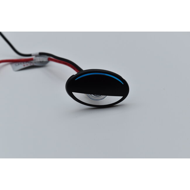 Zwarte LED courtesy light met warm wit licht en blauwe accenten